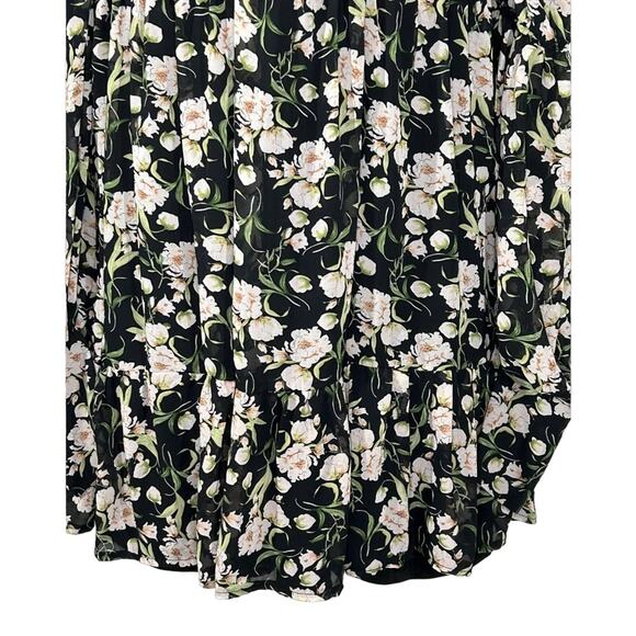 Nasty Gal Black Floral Boho Mini Dress Balloon Sleeve Size 6 - Picture 4 of 16